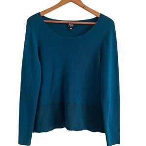Eileen Fisher Merino Wool Sweater Sz PL Teal Minimalist Capsule Mature Capsule
